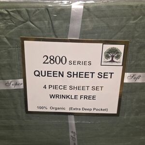 Hotel Quality 2800 Series Queen Sheet Set 4 Piece Organic Cotton Deep Pocket Gre